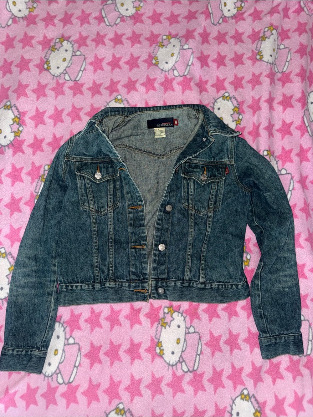 Y2k roxy quicksilver blue denim jacket perfect basic staple to add to outfits :3